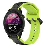 For Garmin Forerunner 255 22mm Convex Loop Two-Color Silicone Watch Band(Black+Lime)