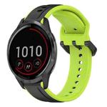 For Garmin Vivoactive4 22mm Convex Loop Two-Color Silicone Watch Band(Black+Lime)