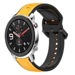 For Amazfit GTR 4 22mm Convex Loop Two-Color Silicone Watch Band(Yellow+Black)