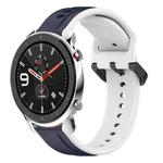 For Amazfit GTR 4 22mm Convex Loop Two-Color Silicone Watch Band(Midnight Blue + White)