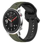 For Amazfit GTR 4 Pro 22mm Convex Loop Two-Color Silicone Watch Band(Dark Green+Black)