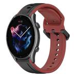 For Amazfit GTR 3 22mm Convex Loop Two-Color Silicone Watch Band(Black+Red)