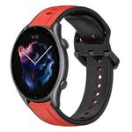 For Amazfit GTR 3 Pro 22mm Convex Loop Two-Color Silicone Watch Band(Red+Black)