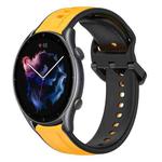 For Amazfit GTR 3 Pro 22mm Convex Loop Two-Color Silicone Watch Band(Yellow+Black)