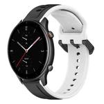 For Amazfit GTR 2e 22mm Convex Loop Two-Color Silicone Watch Band(Black+White)