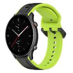 For Amazfit GTR 2e 22mm Convex Loop Two-Color Silicone Watch Band(Black+Lime)
