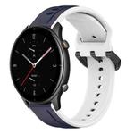 For Amazfit GTR 2e 22mm Convex Loop Two-Color Silicone Watch Band(Midnight Blue + White)