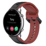 For Amazfit GTR 2 22mm Convex Loop Two-Color Silicone Watch Band(Black+Red)