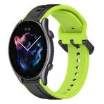 For Amazfit 3 22mm Convex Loop Two-Color Silicone Watch Band(Black+Lime)