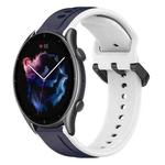 For Amazfit 3 22mm Convex Loop Two-Color Silicone Watch Band(Midnight Blue + White)