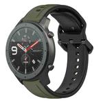 For Amazfit GTR 47mm 22mm Convex Loop Two-Color Silicone Watch Band(Dark Green+Black)