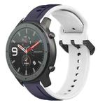 For Amazfit GTR 47mm 22mm Convex Loop Two-Color Silicone Watch Band(Midnight Blue + White)