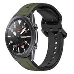 For Samsung Galaxy Watch3 45mm 22mm Convex Loop Two-Color Silicone Watch Band(Dark Green+Black)