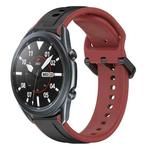 For Samsung Galaxy Watch3 45mm 22mm Convex Loop Two-Color Silicone Watch Band(Black+Red)