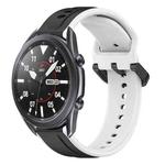 For Samsung Galaxy Watch3 45mm 22mm Convex Loop Two-Color Silicone Watch Band(Black+White)