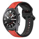 For Samsung Galaxy Watch3 45mm 22mm Convex Loop Two-Color Silicone Watch Band(Red+Black)
