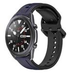 For Samsung Galaxy Watch3 45mm 22mm Convex Loop Two-Color Silicone Watch Band(Midnight Blue+Black)