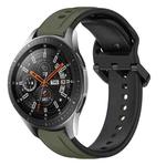 For Samsung Galaxy Watch 46mm 22mm Convex Loop Two-Color Silicone Watch Band(Dark Green+Black)