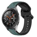 For Samsung Galaxy Watch 46mm 22mm Convex Loop Two-Color Silicone Watch Band(Olive Green + Black)