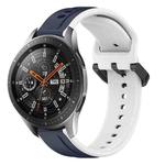 For Samsung Galaxy Watch 46mm 22mm Convex Loop Two-Color Silicone Watch Band(Midnight Blue+White)