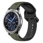 For Samsung Gear S3 Classic 22mm Convex Loop Two-Color Silicone Watch Band(Dark Green+Black)