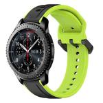 For Samsung Gear S3 Frontier 22mm Convex Loop Two-Color Silicone Watch Band(Black+Lime)