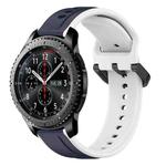For Samsung Gear S3 Frontier 22mm Convex Loop Two-Color Silicone Watch Band(Midnight Blue+White)