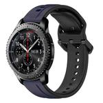 For Samsung Gear S3 Frontier 22mm Convex Loop Two-Color Silicone Watch Band(Midnight Blue+Black)