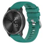 For Garmin Vivomove Trend 20mm Cross Textured Solid Color Silicone Watch Band(Pine Green)