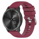 For Garmin Vivomove Sport 20mm Cross Textured Solid Color Silicone Watch Band(Wine Red)