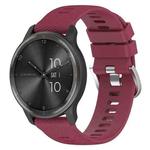 For Garmin Vivoactive3 Music 20mm Cross Textured Solid Color Silicone Watch Band(Wine Red)