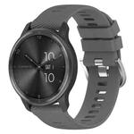 For Garmin Vivoactive3 Music 20mm Cross Textured Solid Color Silicone Watch Band(Dark Grey)