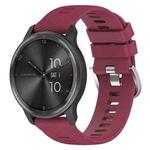 For Garmin Forerunner 158 20mm Cross Textured Solid Color Silicone Watch Band(Wine Red)