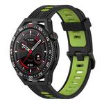 For Garmin Venu 2 22mm Vertical Two-Color Silicone Watch Band(Black+Green)