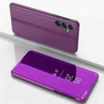 For Samsung Galaxy A04 / M13 5G Plated Mirror Horizontal Flip Leather Phone Case with Holder(Purple)