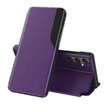 For Samsung Galaxy A34 5G Side Display Adsorption Leather Phone Case(Purple)