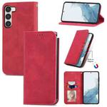 For Samsung Galaxy S23 5G Retro Skin Feel Magnetic Leather Phone Case(Red)