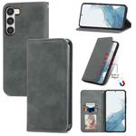 For Samsung Galaxy S23+ 5G Retro Skin Feel Magnetic Leather Phone Case(Gray)