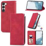 For Samsung Galaxy S23 Ultra 5G Retro Skin Feel Magnetic Leather Phone Case(Red)