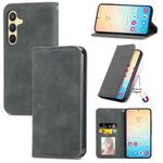 For Samsung Galaxy S24 5G Retro Skin Feel Magnetic Leather Phone Case(Gray)