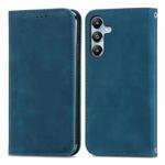 For Samsung Galaxy M14 4G Retro Skin Feel Magnetic Leather Phone Case(Blue)