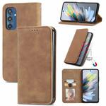 For Samsung Galaxy M35 Retro Skin Feel Magnetic Leather Phone Case(Brown)