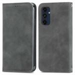 For Samsung Galaxy S24 FE 5G Retro Skin Feel Magnetic Leather Phone Case(Gray)