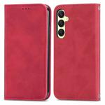 For Samsung Galaxy A25 5G Retro Skin Feel Magnetic Leather Phone Case(Red)