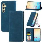 For Samsung Galaxy S25 5G Retro Skin Feel Magnetic Leather Phone Case(Blue)