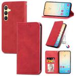 For Samsung Galaxy S25 5G Retro Skin Feel Magnetic Leather Phone Case(Red)