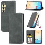 For Samsung Galaxy S25 5G Retro Skin Feel Magnetic Leather Phone Case(Gray)