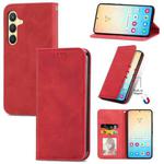 For Samsung Galaxy S25+ 5G Retro Skin Feel Magnetic Leather Phone Case(Red)