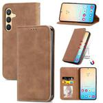 For Samsung Galaxy S25+ 5G Retro Skin Feel Magnetic Leather Phone Case(Brown)