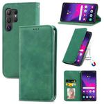 For Samsung Galaxy S25 Ultra 5G Retro Skin Feel Magnetic Leather Phone Case(Green)